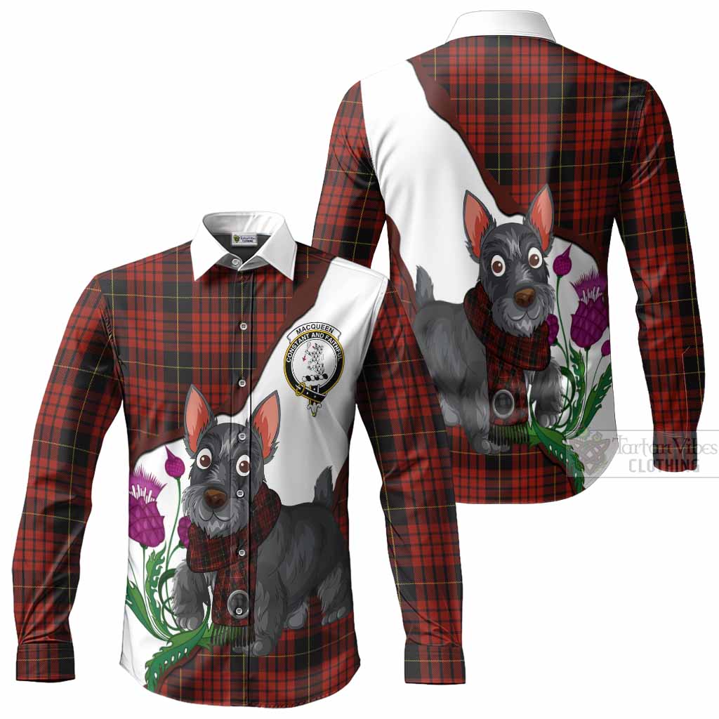 MacQueen (McQueen) Scottish Terrier Tartan Crest Long Sleeve Button Shirts Thistle Heritage Art
