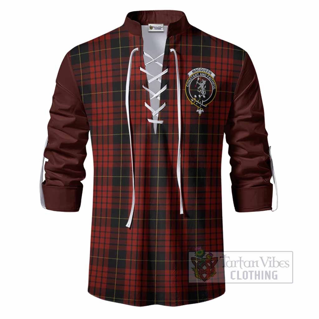 MacQueen (McQueen) Tartan Accent Ghillie Shirt with Family Crest