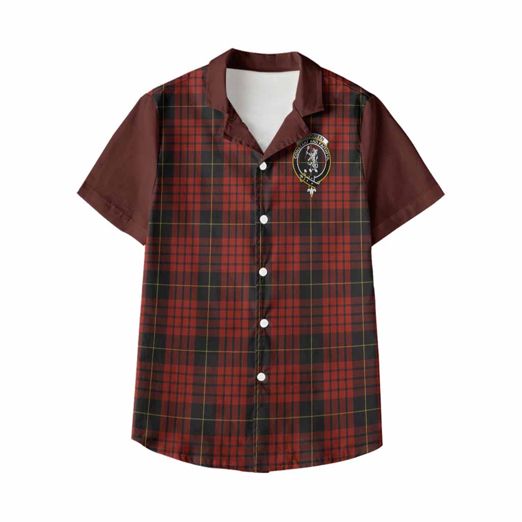 MacQueen (McQueen) Tartan Accent Kid Hawaiian Shirt with Family Crest
