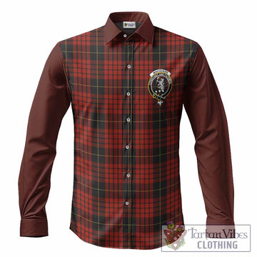 MacQueen (McQueen) Tartan Accent Long Sleeve Button Shirts with Family Crest