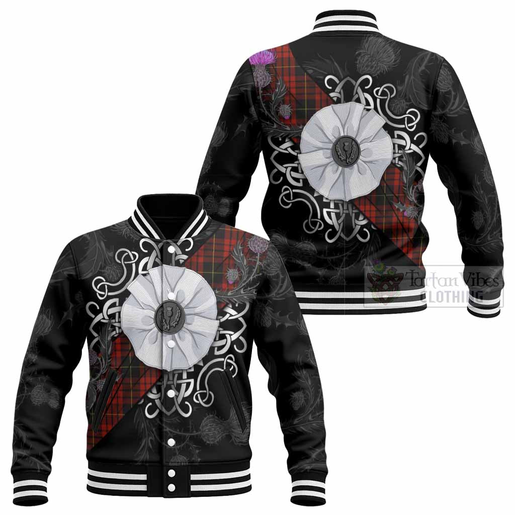 MacQueen (McQueen) Tartan Baseball Jacket Jacobite White Rose - Tartan Vibes Clothing