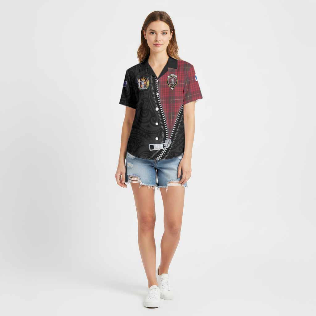 MacQueen (McQueen) Tartan Cotton Hawaiian Shirt New Zealand Pattern Unique Zipper Stylized