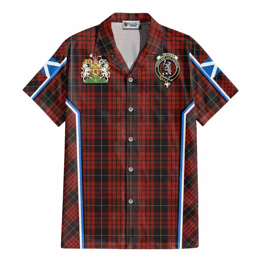 MacQueen (McQueen) Tartan Crest Cotton Hawaiian Shirt Scotland Coat of Arm Flag Style - Tartan Vibes Clothing