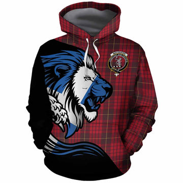 MacQueen (McQueen) Tartan Crest Cotton Hoodie Scottish Golden Lions Wave Flow