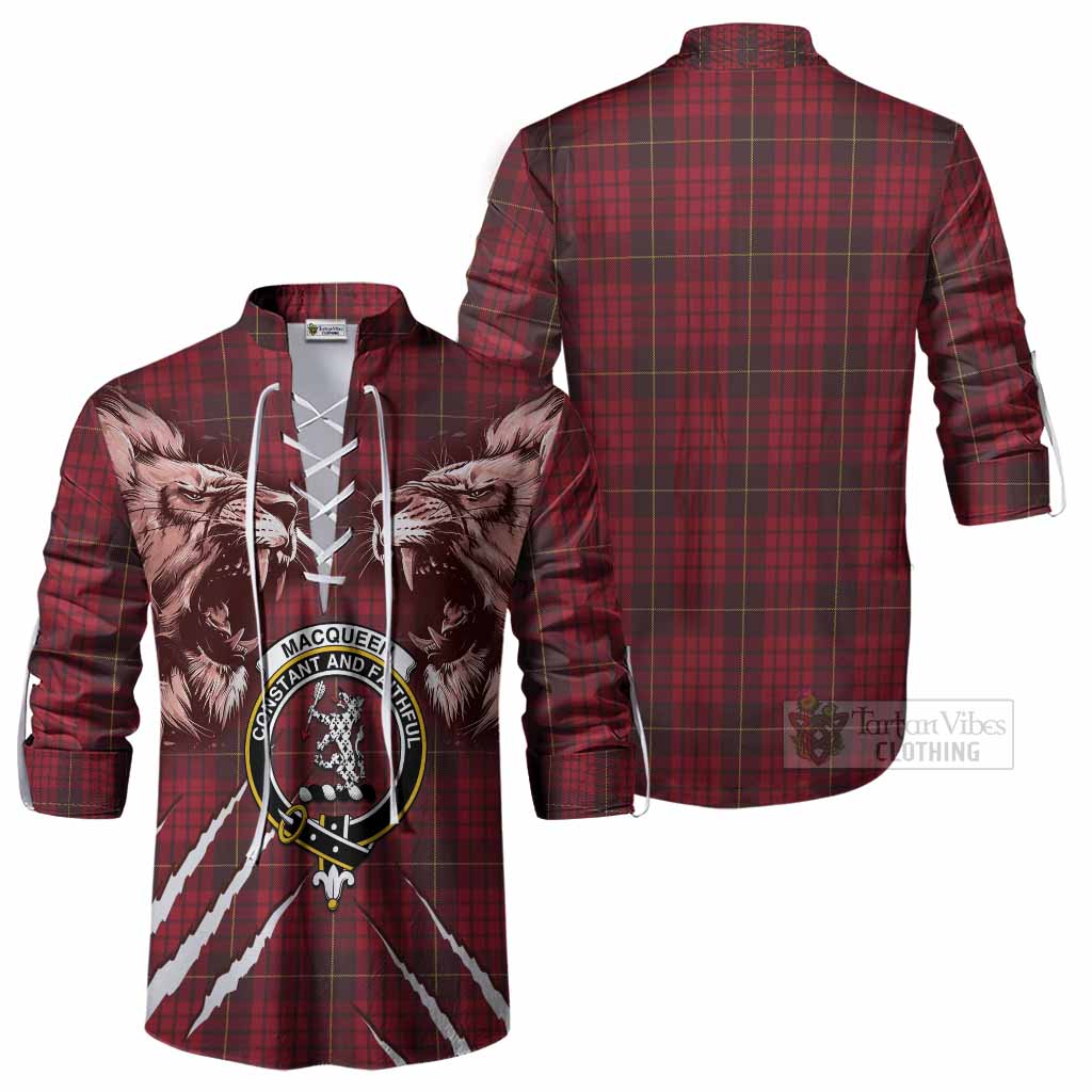 MacQueen (McQueen) Tartan Crest Ghillie Shirt Ferocious Lion Style