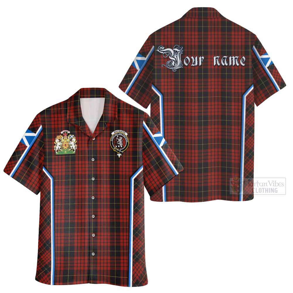 MacQueen (McQueen) Tartan Crest Hawaiian Shirt Scotland Coat of Arm Flag Style - Tartan Vibes Clothing