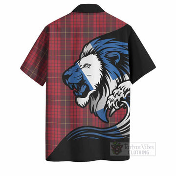 MacQueen (McQueen) Tartan Crest Hawaiian Shirt Scottish Golden Lions Wave Flow