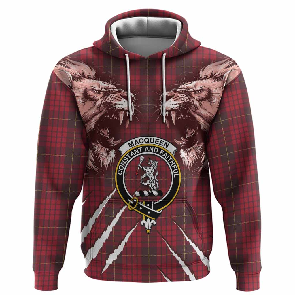 MacQueen (McQueen) Tartan Crest Hoodie Ferocious Lion Style
