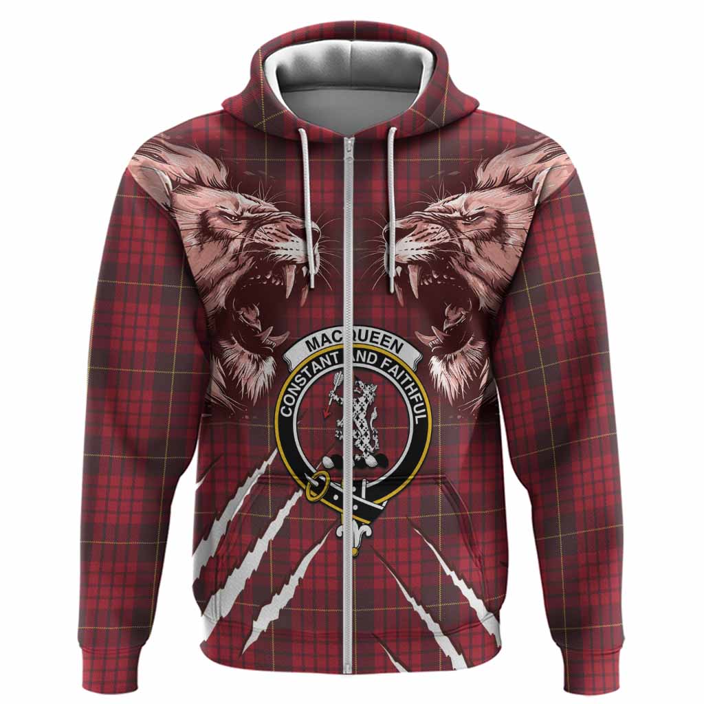 MacQueen (McQueen) Tartan Crest Hoodie Ferocious Lion Style
