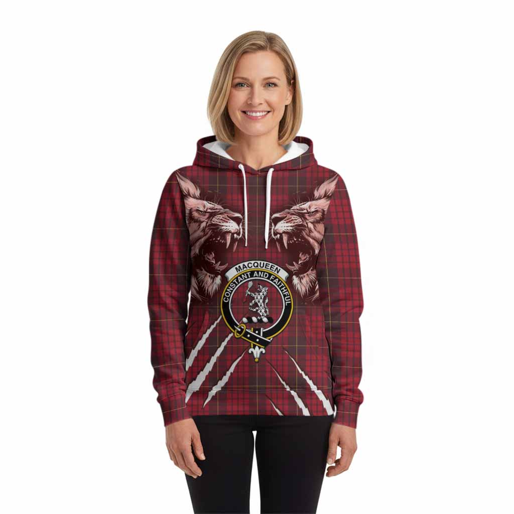 MacQueen (McQueen) Tartan Crest Hoodie Ferocious Lion Style
