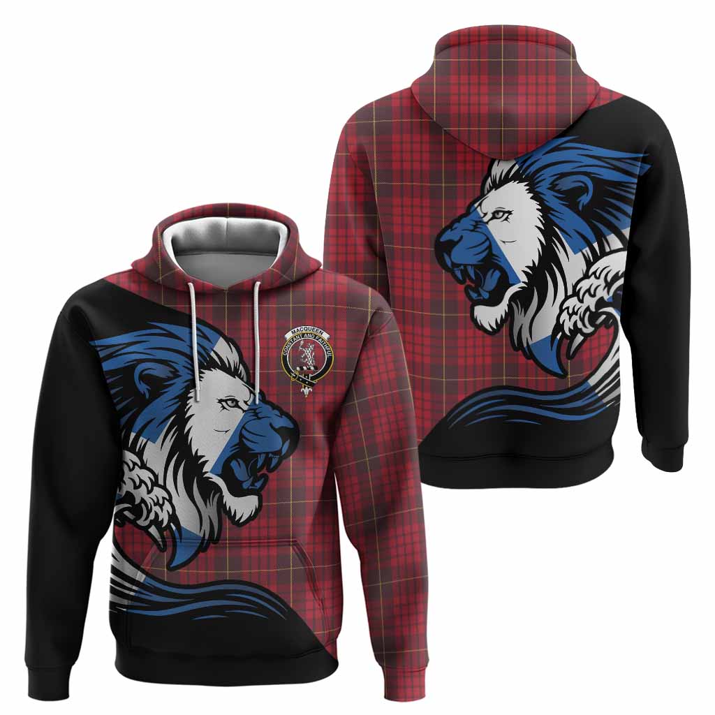 MacQueen (McQueen) Tartan Crest Hoodie Scottish Golden Lions Wave Flow