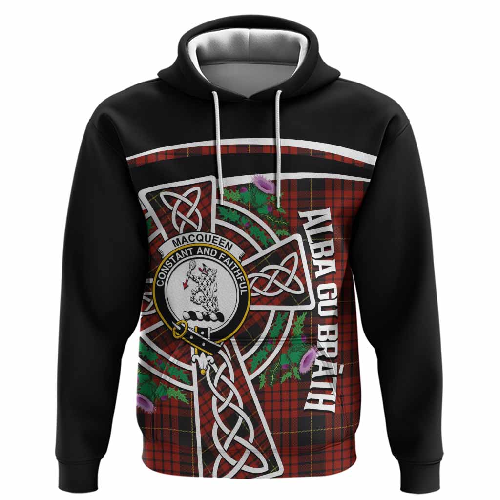 MacQueen (McQueen) Tartan Crest Hoodie Scottish Thistle Celtic Cross Alba Gu Brath