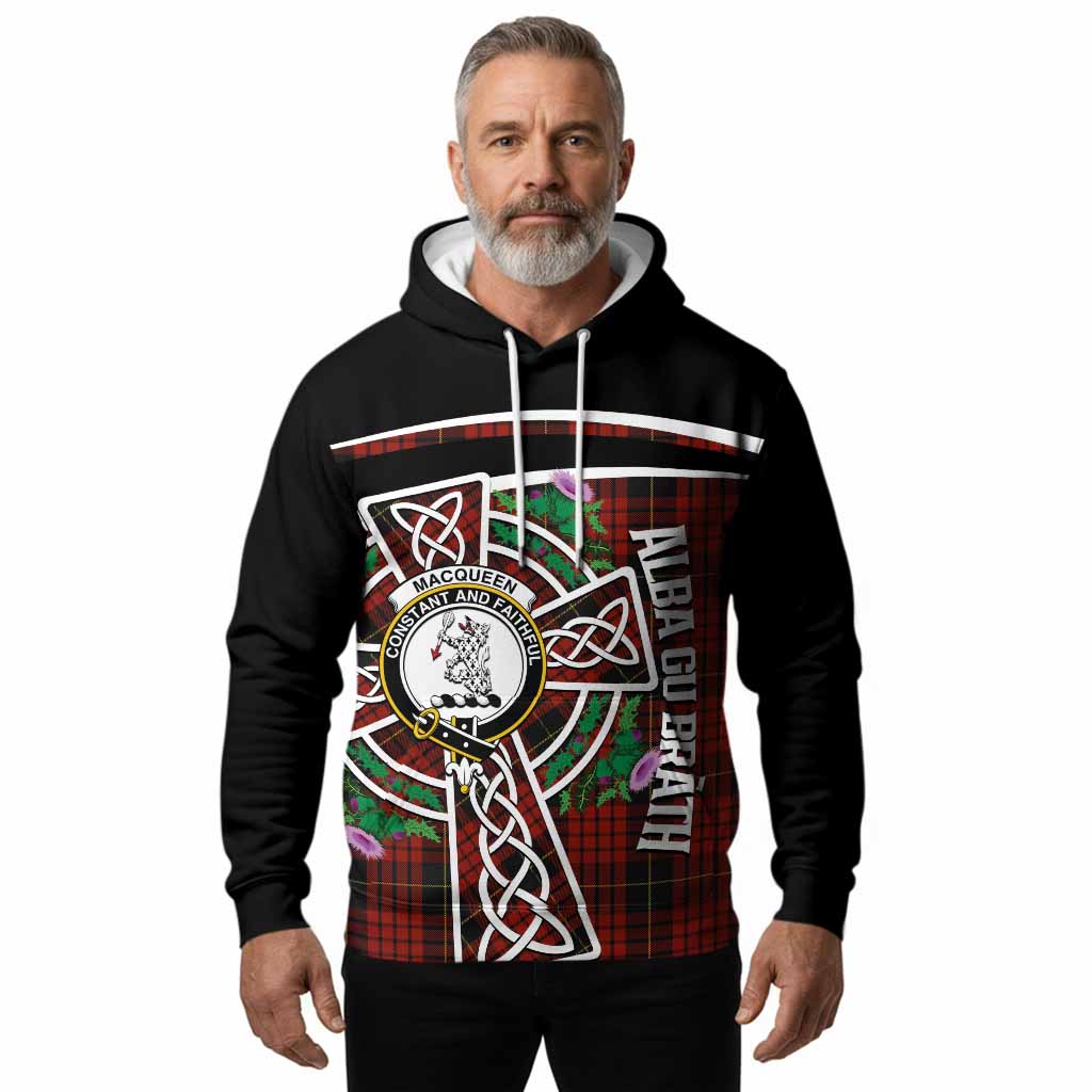 MacQueen (McQueen) Tartan Crest Hoodie Scottish Thistle Celtic Cross Alba Gu Brath