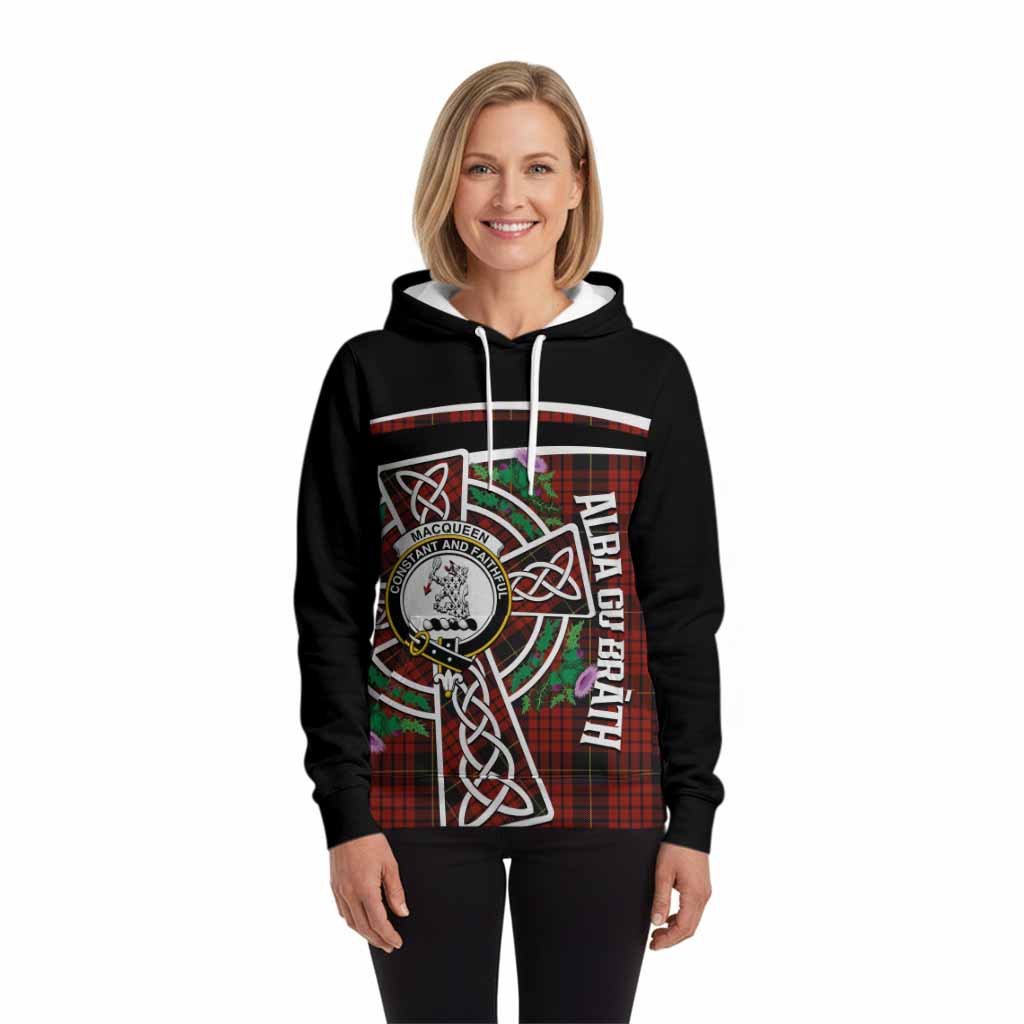 MacQueen (McQueen) Tartan Crest Hoodie Scottish Thistle Celtic Cross Alba Gu Brath