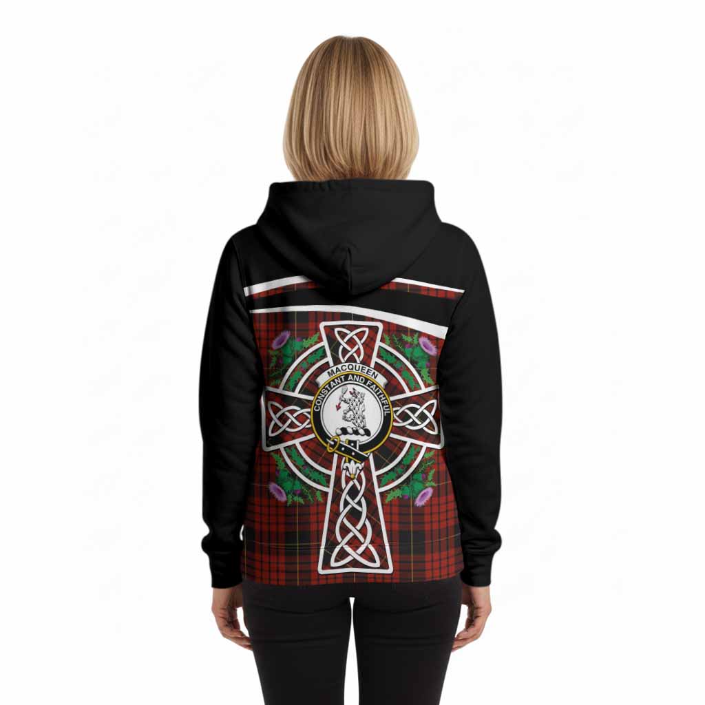 MacQueen (McQueen) Tartan Crest Hoodie Scottish Thistle Celtic Cross Alba Gu Brath