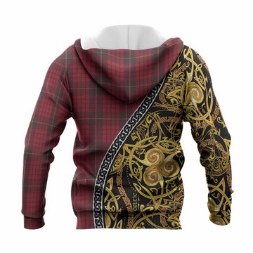 MacQueen (McQueen) Tartan Crest Knitted Hoodie Celtic Knot and Triple Trickle Spiral Symbols
