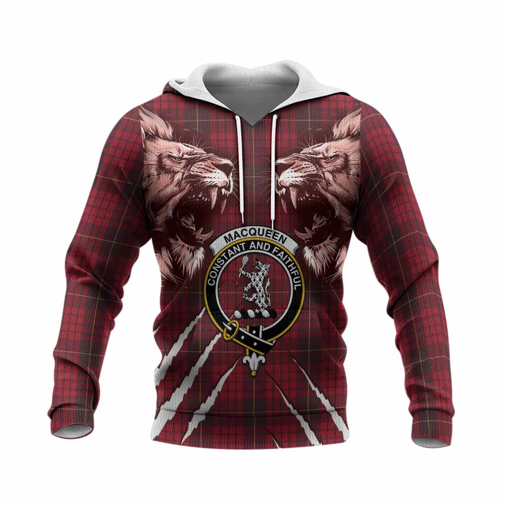 MacQueen (McQueen) Tartan Crest Knitted Hoodie Ferocious Lion Style