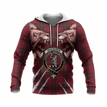 MacQueen (McQueen) Tartan Crest Knitted Hoodie Ferocious Lion Style