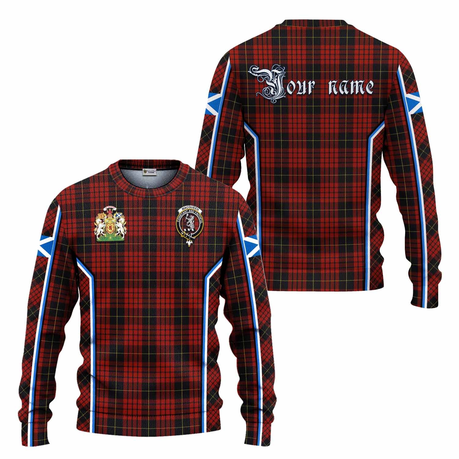 MacQueen (McQueen) Tartan Crest Knitted Sweater Scotland Coat of Arm Flag Style - Tartan Vibes Clothing