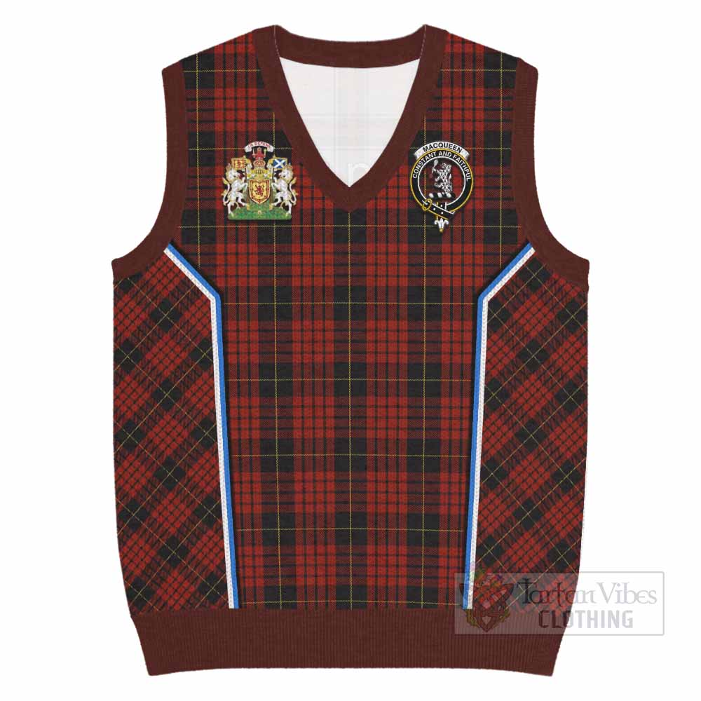 MacQueen (McQueen) Tartan Crest Knitted V-Neck Vest Scotland Coat of Arm Flag Style - Tartan Vibes Clothing