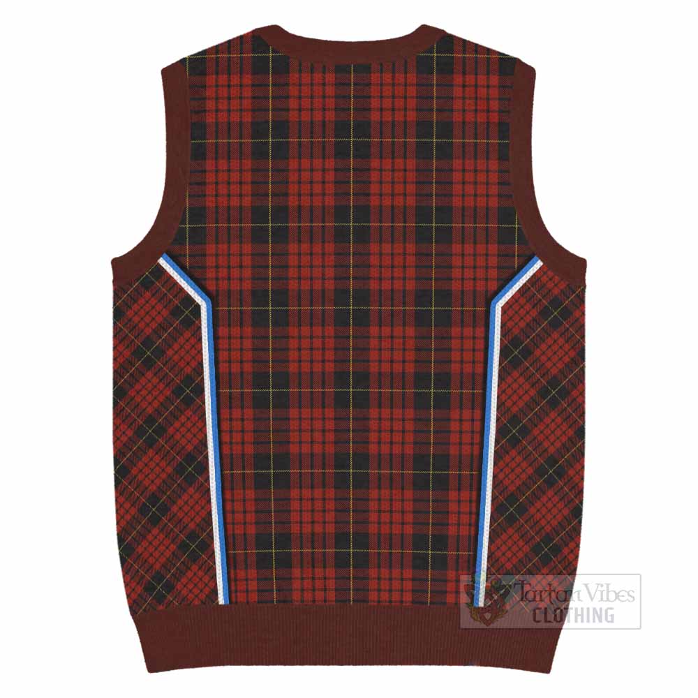 MacQueen (McQueen) Tartan Crest Knitted V-Neck Vest Scotland Coat of Arm Flag Style - Tartan Vibes Clothing