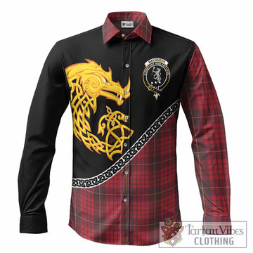 MacQueen (McQueen) Tartan Crest Long Sleeve Button Shirts Legendary Dragon Knot Half Style