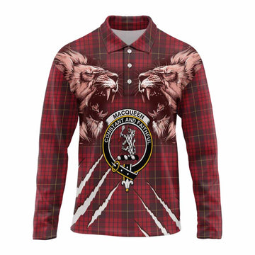 MacQueen (McQueen) Tartan Crest Long Sleeve Polo Shirt Ferocious Lion Style