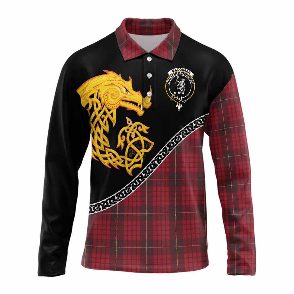 MacQueen (McQueen) Tartan Crest Long Sleeve Polo Shirt Legendary Dragon Knot Half Style
