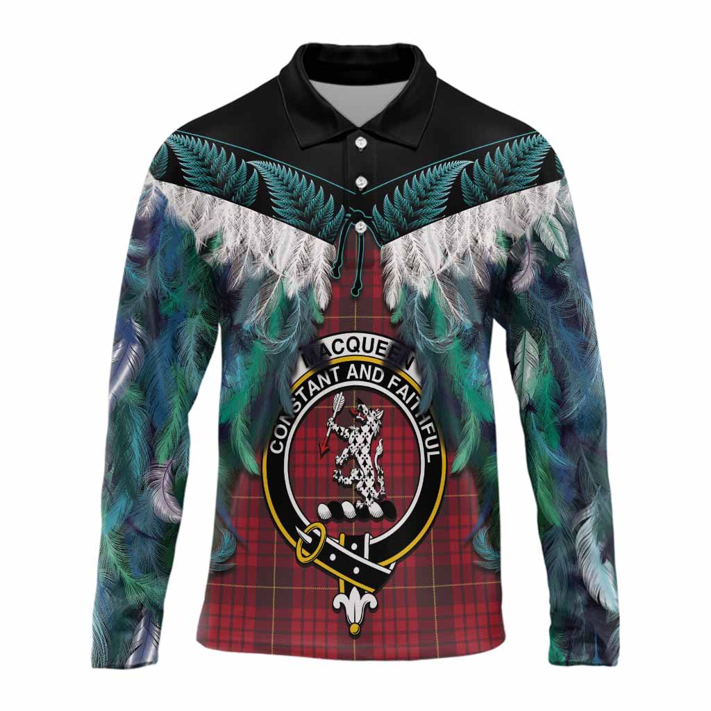 MacQueen (McQueen) Tartan Crest Long Sleeve Polo Shirt New Zealand Maori Korowai Cloak