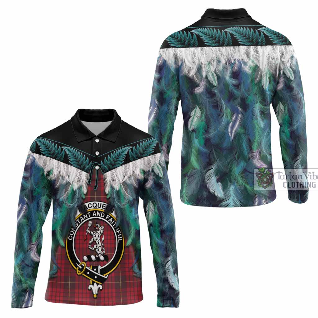 MacQueen (McQueen) Tartan Crest Long Sleeve Polo Shirt New Zealand Maori Korowai Cloak
