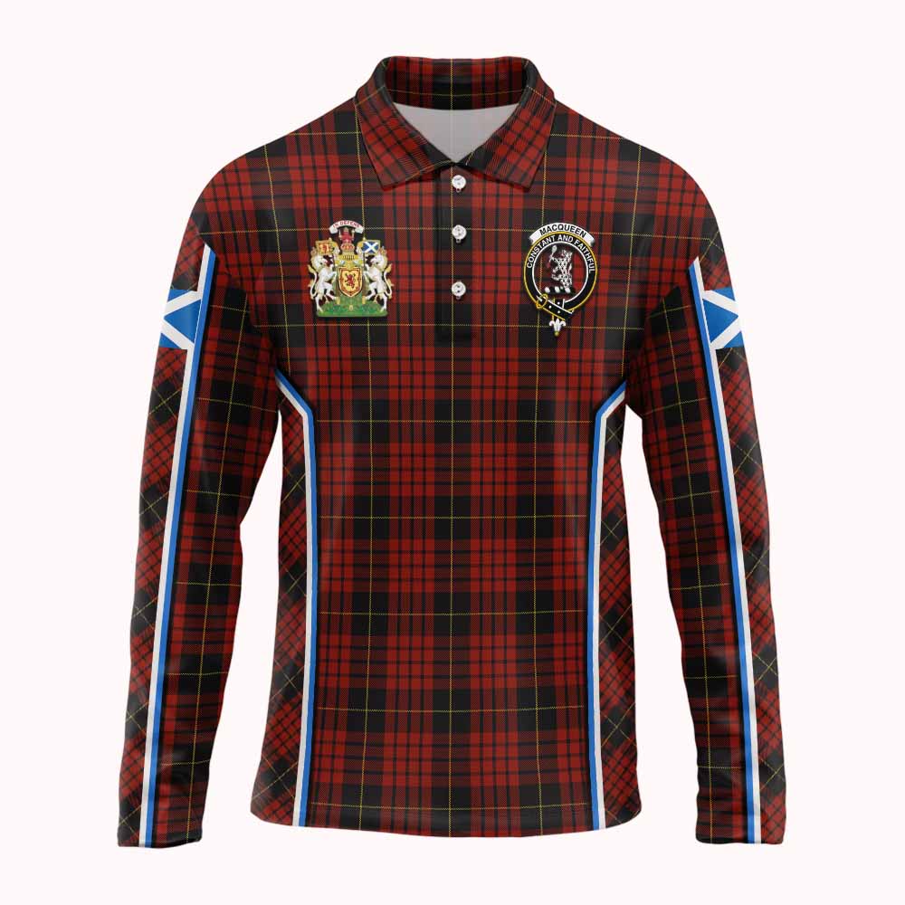 MacQueen (McQueen) Tartan Crest Long Sleeve Polo Shirt Scotland Coat of Arm Flag Style - Tartan Vibes Clothing