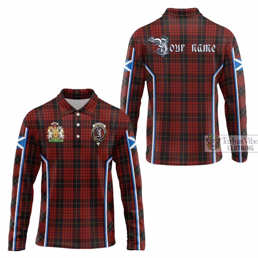 MacQueen (McQueen) Tartan Crest Long Sleeve Polo Shirt Scotland Coat of Arm Flag Style - Tartan Vibes Clothing