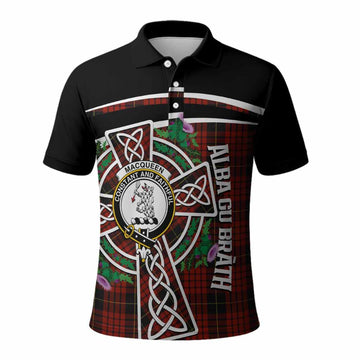 MacQueen (McQueen) Tartan Crest Polo Shirt Scottish Thistle Celtic Cross Alba Gu Brath