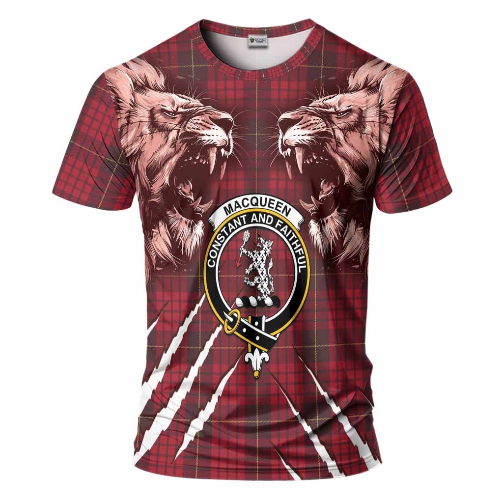 MacQueen (McQueen) Tartan Crest T-Shirt Ferocious Lion Style