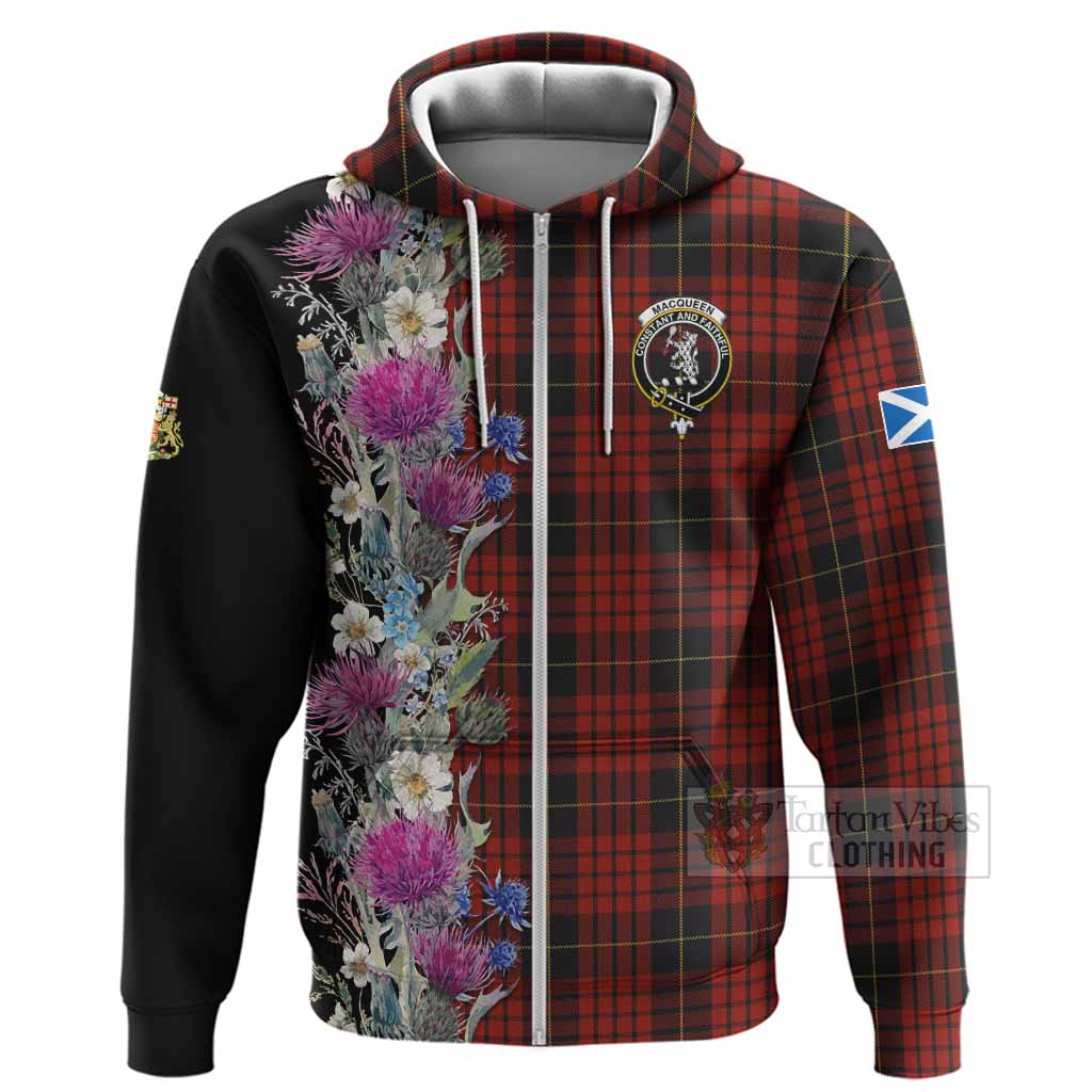 MacQueen (McQueen) Tartan Crest Thistle Floral Hoodie
