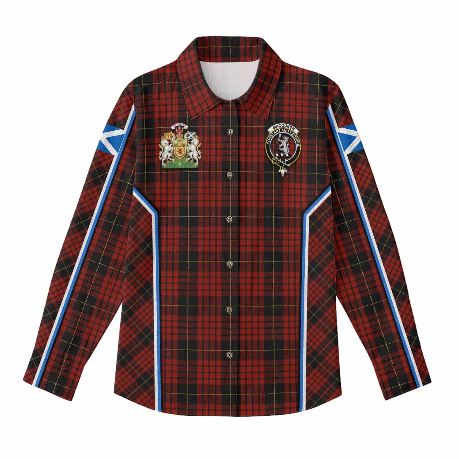 MacQueen (McQueen) Tartan Crest Women Casual Shirt Scotland Coat of Arm Flag Style - Tartan Vibes Clothing
