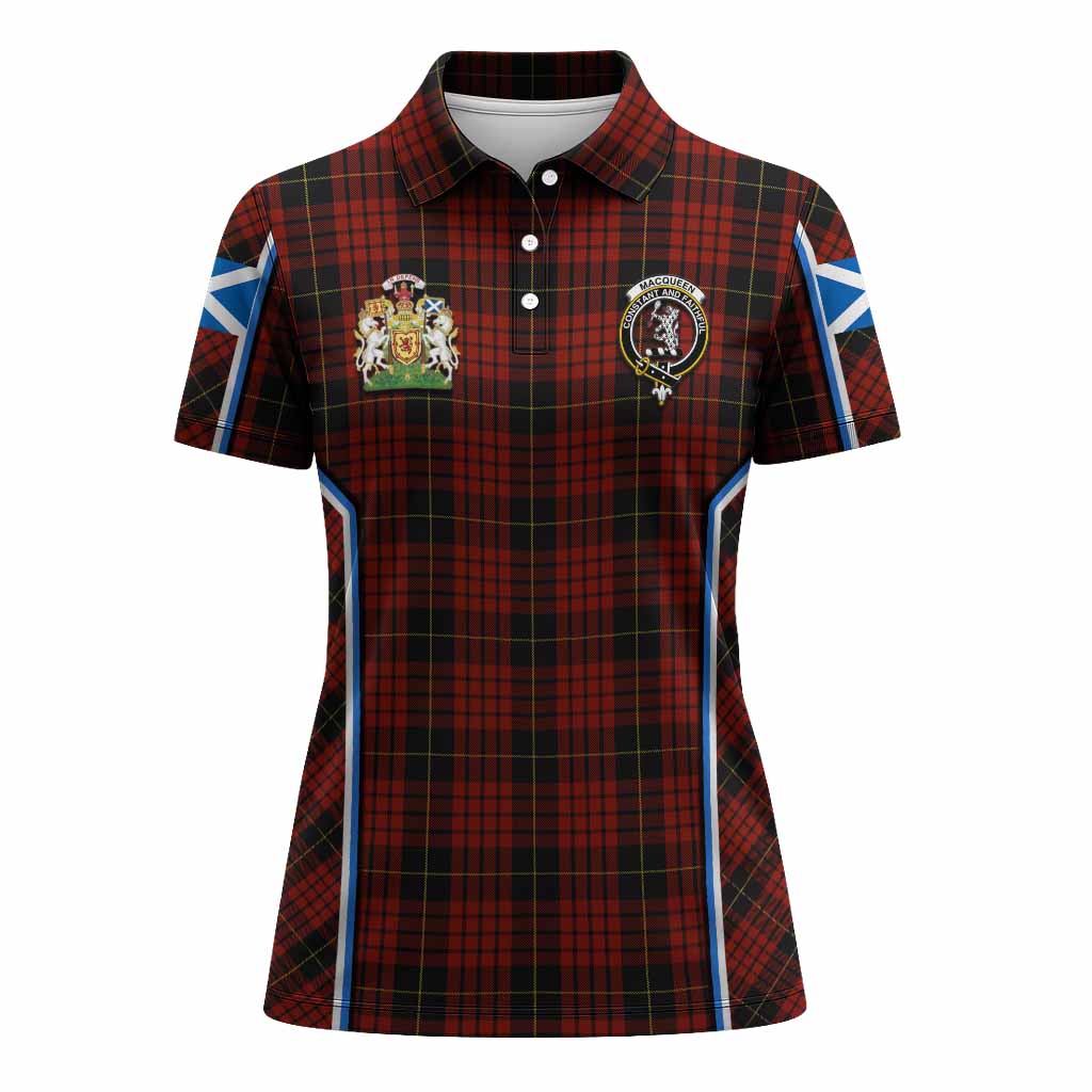 MacQueen (McQueen) Tartan Crest Women's Polo Shirt Scotland Coat of Arm Flag Style - Tartan Vibes Clothing