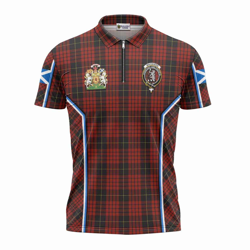 MacQueen (McQueen) Tartan Crest Zipper Polo Shirt Scotland Coat of Arm Flag Style - Tartan Vibes Clothing