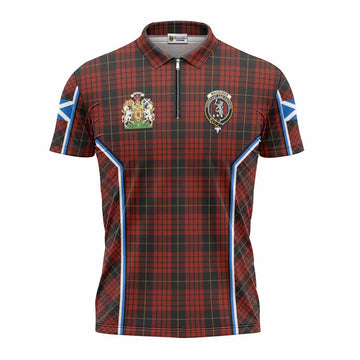 MacQueen (McQueen) Tartan Crest Zipper Polo Shirt Scotland Coat of Arm Flag Style
