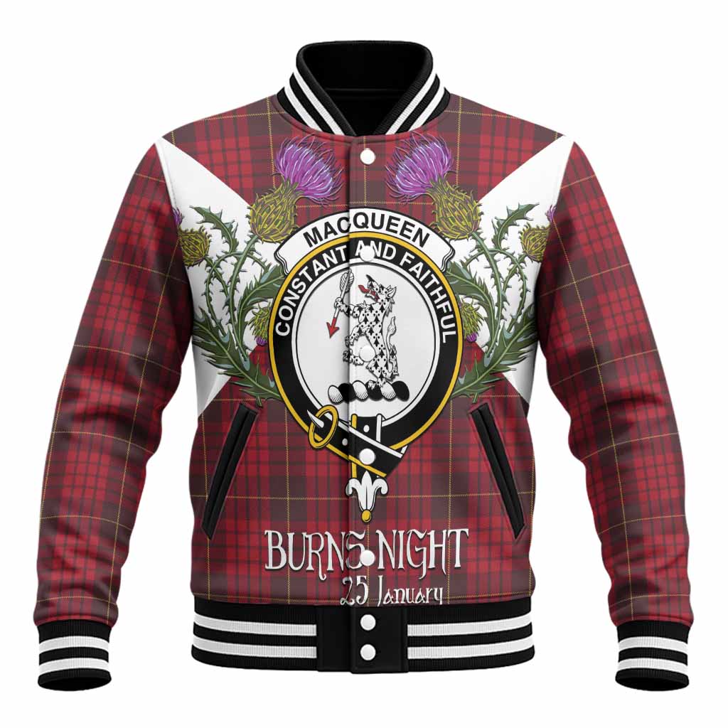 MacQueen (McQueen) Tartan Family Crest Baseball Jacket Scottish Burns Night Thistle Floral