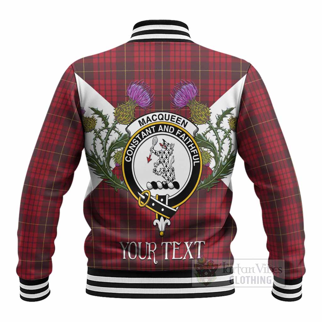 MacQueen (McQueen) Tartan Family Crest Baseball Jacket Scottish Burns Night Thistle Floral