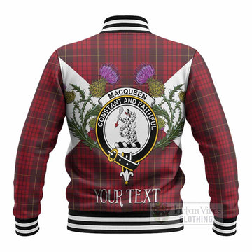 MacQueen (McQueen) Tartan Family Crest Baseball Jacket Scottish Burns Night Thistle Floral