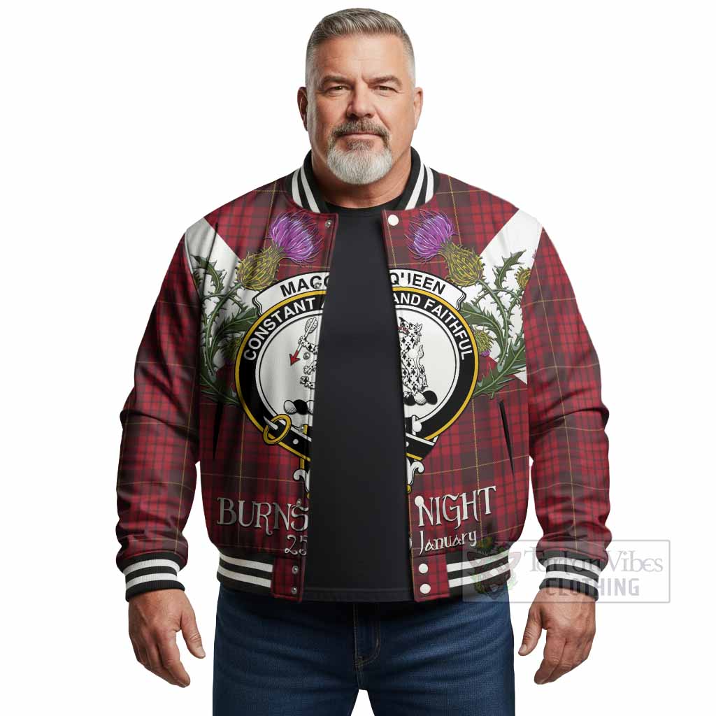 MacQueen (McQueen) Tartan Family Crest Baseball Jacket Scottish Burns Night Thistle Floral