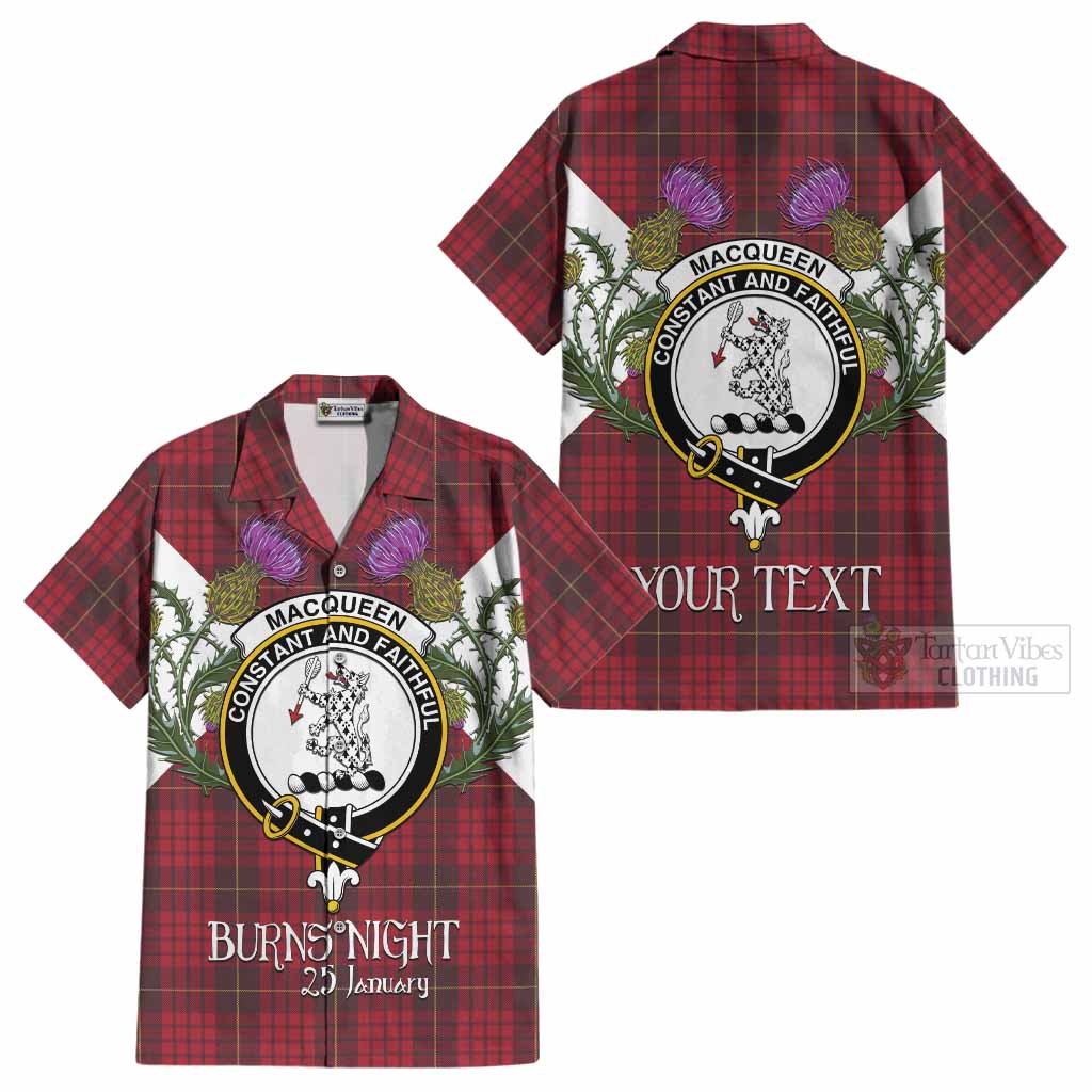 MacQueen (McQueen) Tartan Family Crest Cotton Hawaiian Shirt Scottish Burns Night Thistle Floral