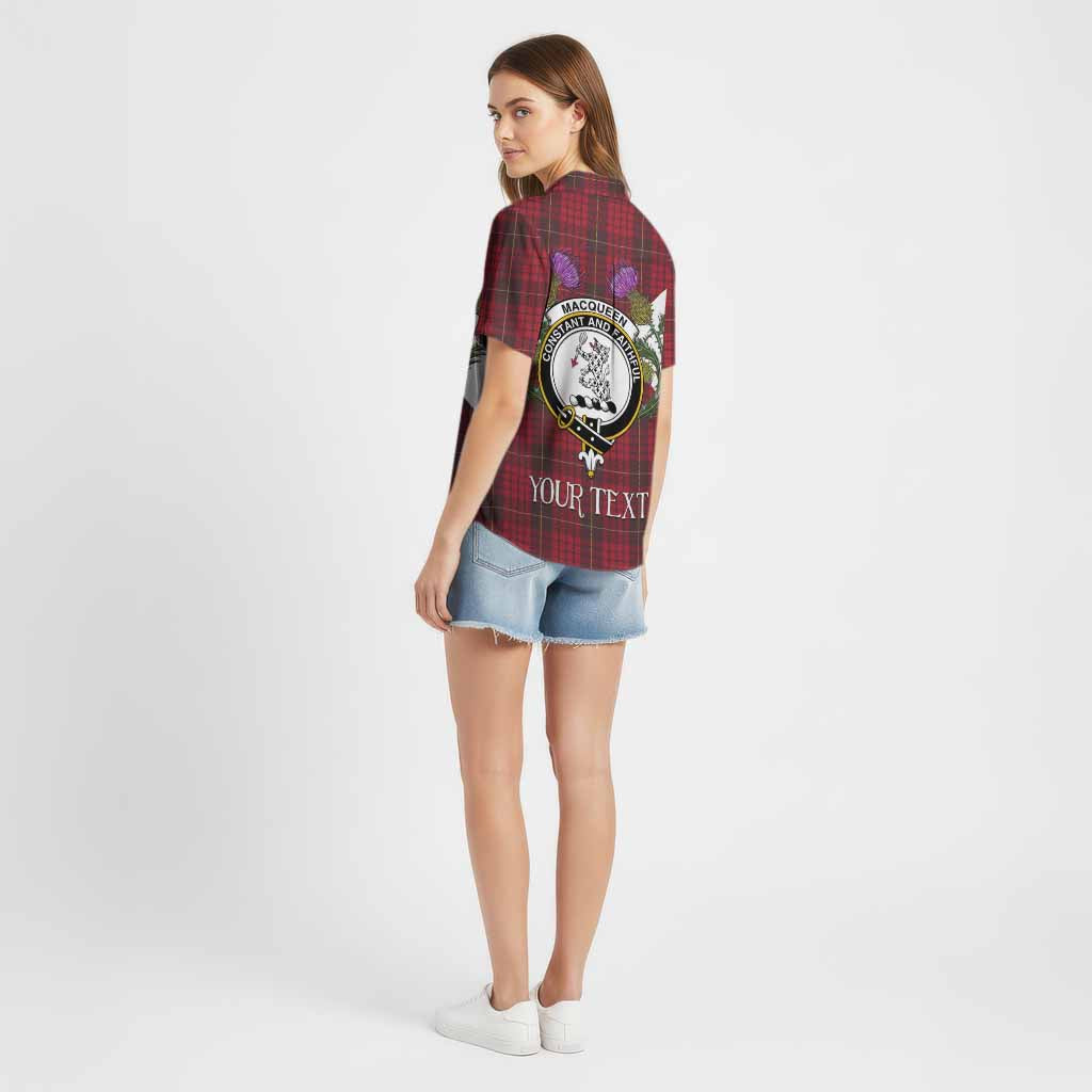 MacQueen (McQueen) Tartan Family Crest Cotton Hawaiian Shirt Scottish Burns Night Thistle Floral