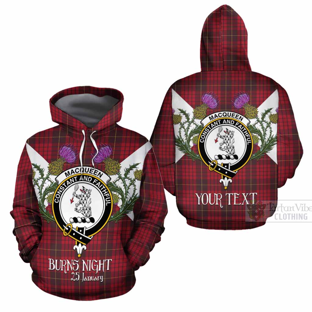 MacQueen (McQueen) Tartan Family Crest Cotton Hoodie Scottish Burns Night Thistle Floral