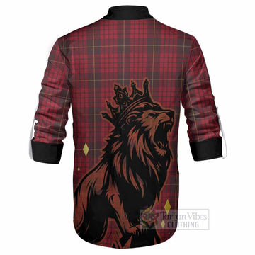 MacQueen (McQueen) Tartan Family Crest Ghillie Shirt Crowned Lion Roaring