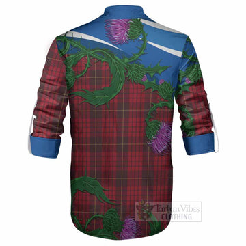 MacQueen (McQueen) Tartan Family Crest Ghillie Shirt Thistle in Minimalism