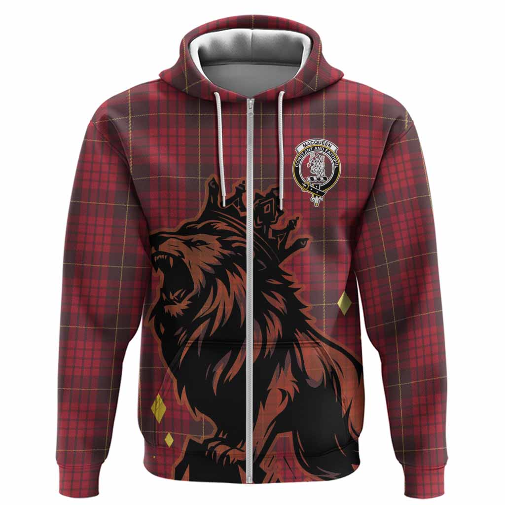 MacQueen (McQueen) Tartan Family Crest Hoodie Crowned Lion Roaring