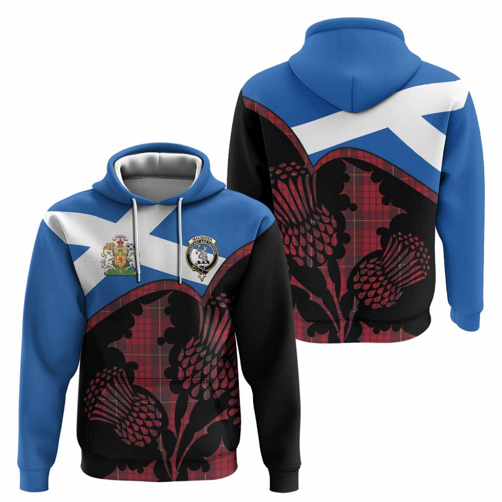 MacQueen (McQueen) Tartan Family Crest Hoodie Scotland Thistle Floral Flag Style